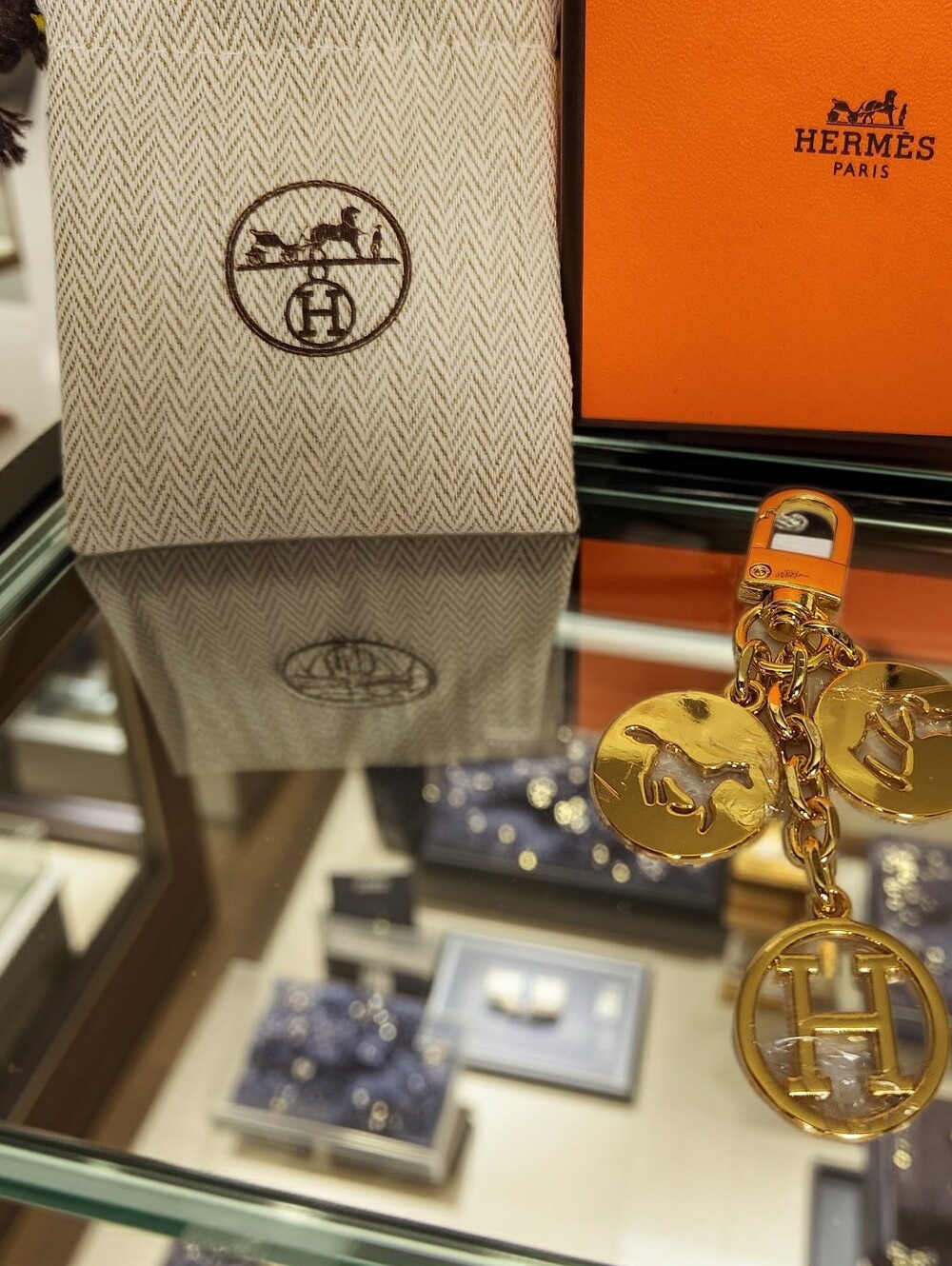 Men's Hermes Gold Medallion Keychain Or Belt loop Charm